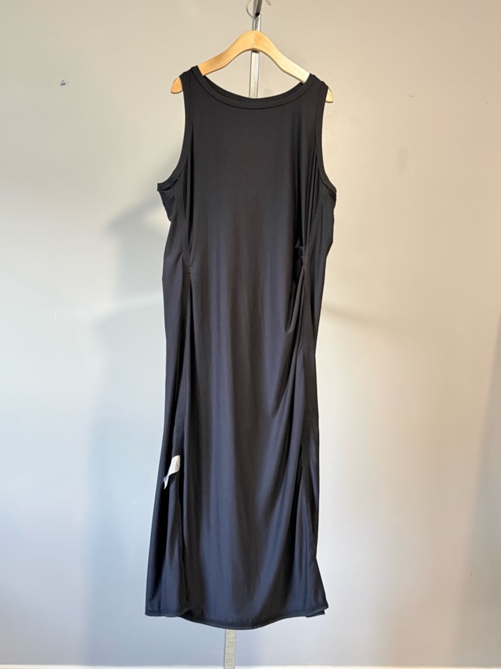 Zuda Z-Cool Sleeveless Midi Dress with Side Drape Detail Color: Black Size: 1X - Picture 16 of 17
